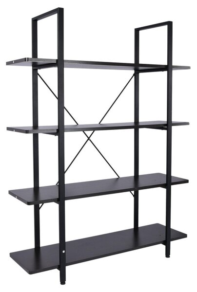 Libreria Scaffale a 4 ripiani aperti stile industriale in acciaio Nero 105x33.8x138 cm
