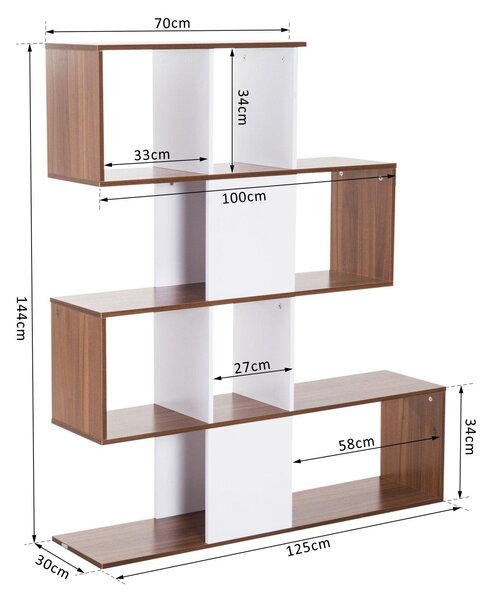 Libreria di Design Moderna Mobili Ufficio Scaffale Bianco e Noce 144x30x125 cm