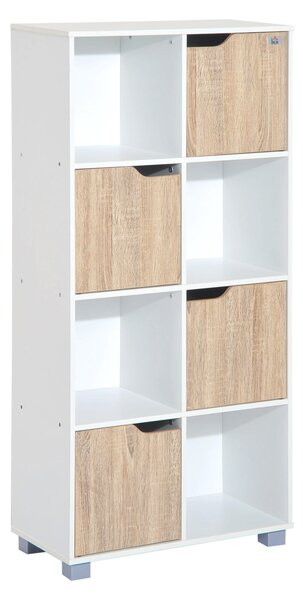 Libreria di Design a 8 Scompartimenti in Legno Bianco 60x30x122 cm