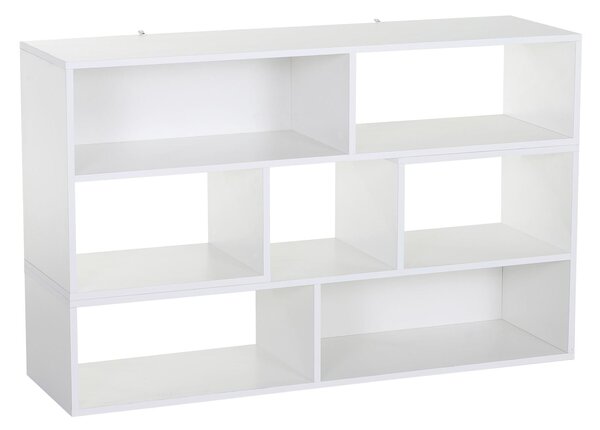 Libreria Salvaspazio per Soggiorno in Legno 120-165 x35x50 cm Bianca