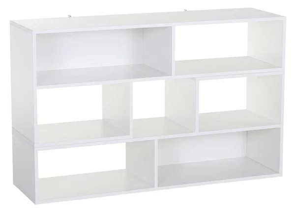 Libreria Salvaspazio per Soggiorno in Legno 120-165 x35x50 cm Bianca