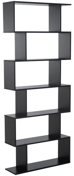 Libreria Design Moderno in Legno con 6 Ripiani Nero 80x23x192 cm