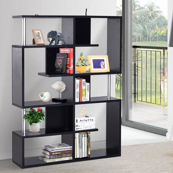 Mobile a Scaffali Libreria 5 Livelli in Legno Nero 120x28.6x160 cm