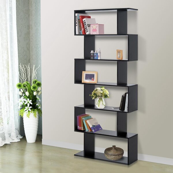 Libreria Design Moderno in Legno con 6 Ripiani Nero 80x23x192 cm