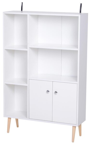 Mobiletto Libreria con Piedini in Legno di Pino Bianco 80x23.5x118 cm