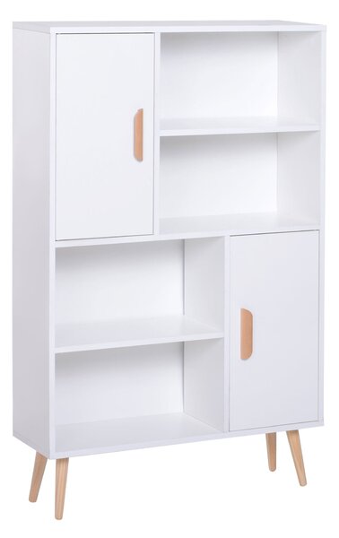 Libreria con Piedini in Legno di Pino Bianco 80x23.5x123 cm