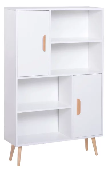 Libreria con Piedini in Legno di Pino Bianco 80x23.5x123 cm