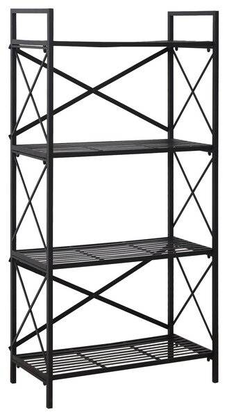 Libreria Scaffale Versatile a 4 Ripiani Stile Industriale Nero 80x40x160 cm