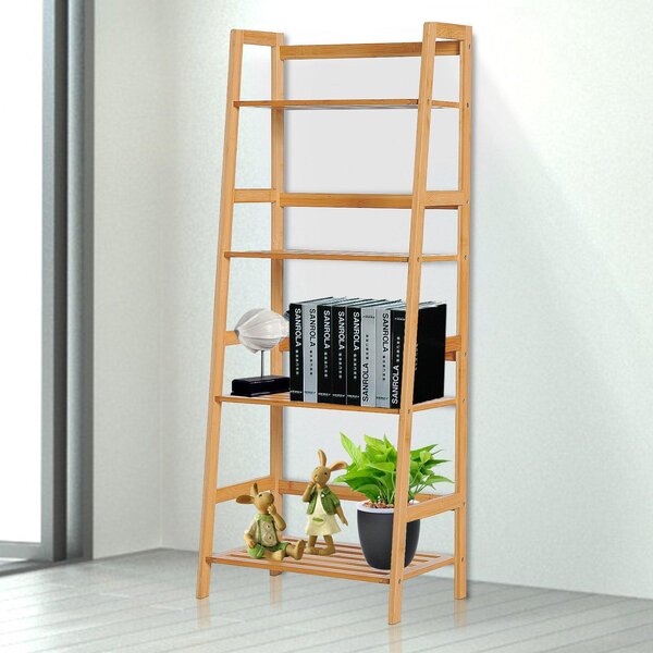 Libreria Scaffale Multiuso a 4 Livelli in Bambù Naturale 48x30x119 cm