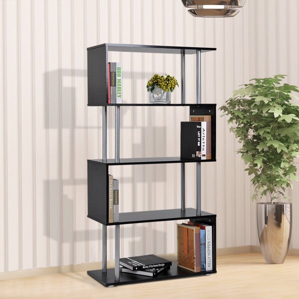 Libreria in Legno a Parete Mobili Ufficio Scaffale Nero 80x30x145 cm