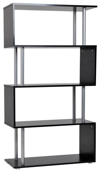 Libreria in Legno a Parete Mobili Ufficio Scaffale Nero 80x30x145 cm
