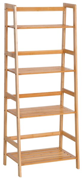 Libreria Scaffale Multiuso a 4 Livelli in Bambù Naturale 48x30x119 cm