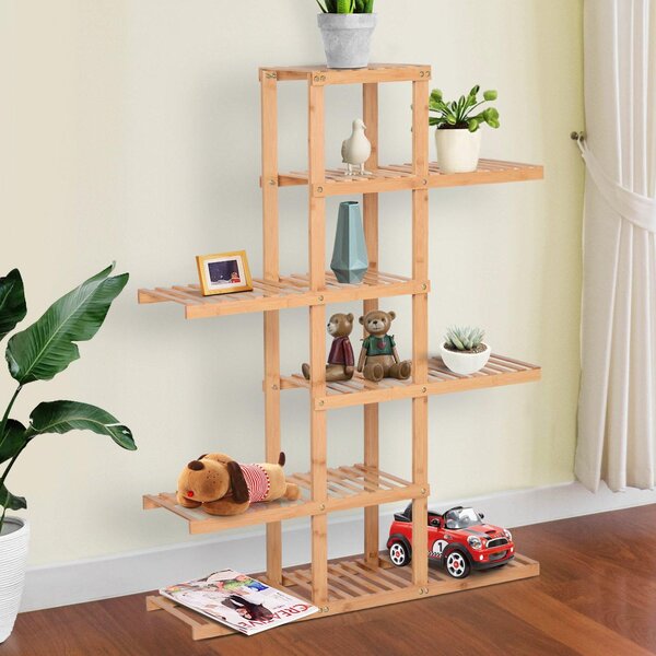Libreria Scaffale 6 Ripiani 98x28x132 cm in Bambù Naturale