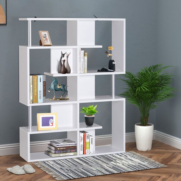 Mobile a Scaffali Libreria 5 Livelli in Legno Bianco 120x28.6x160 cm