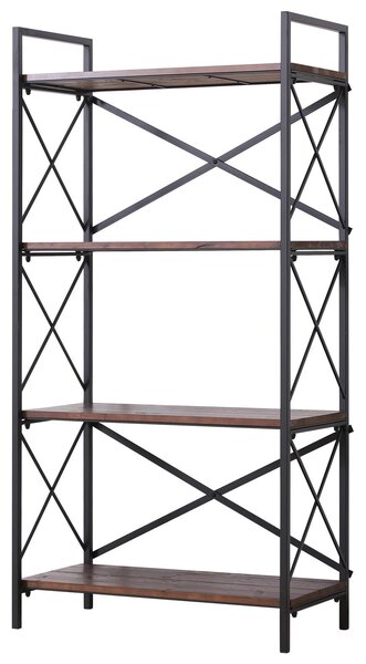 Libreria Scaffalatura a 4 Ripiani in Acciaio e Legno 80x40x160 cm