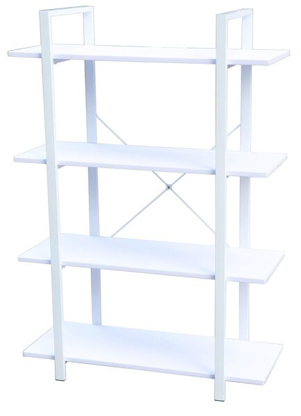 Libreria 4 Ripiani 80x33x116 cm in Metallo e Legno Motti Union Bianca