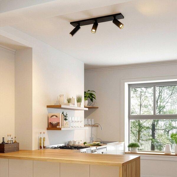 Arcchio Faretto da soffitto Brinja Slim, nero, a 3 luci GU10 MR11 Slim Arcchio, dimmerabile, Nero, Corridoio, Alluminio, Moderno, Faretto
