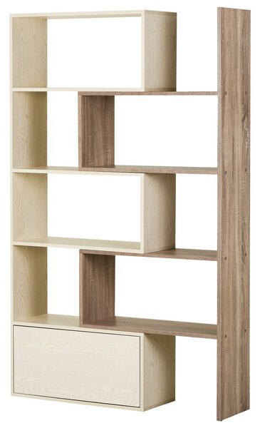 Libreria Scaffale a Ripiani Salvaspazio per Soggiorno in Legno 141x29x176 cm Bianco Rovere