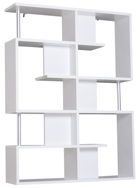 Mobile a Scaffali Libreria 5 Livelli in Legno Bianco 120x28.6x160 cm
