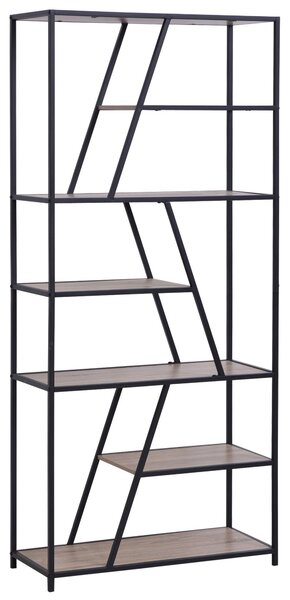 Libreria 9 Ripiani 80x33x180 cm in Legno e Metallo Nera