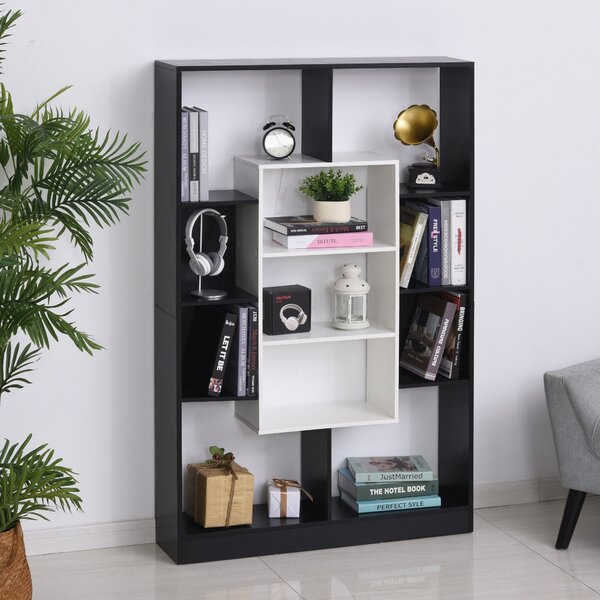 Libreria Moderna 95x22x150 cm in Truciolare Bianca e Nera