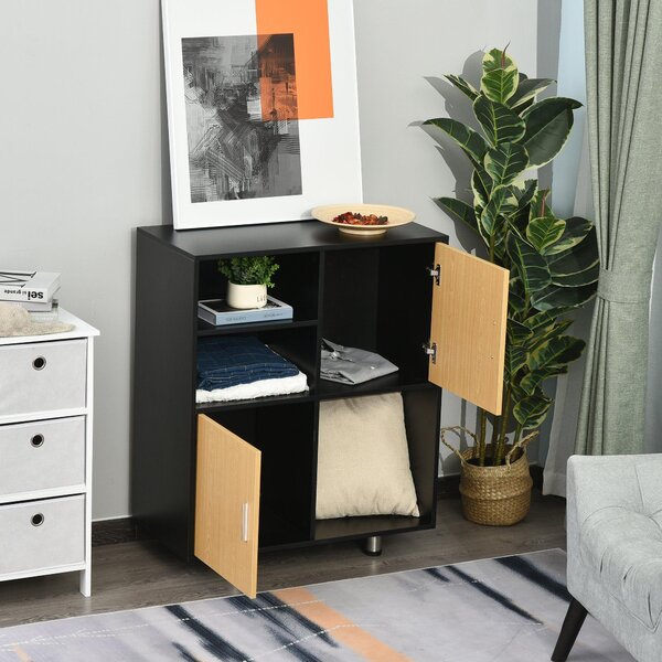 Libreria Mobiletto 5 Ripiani 2 Ante 80x40x96 cm in Truciolare Nero