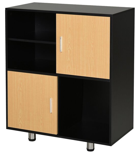 Libreria Mobiletto 5 Ripiani 2 Ante 80x40x96 cm in Truciolare Nero