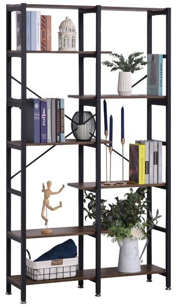 Libreria 6 Ripiani 100x30x182 cm in Legno e Metallo Nera