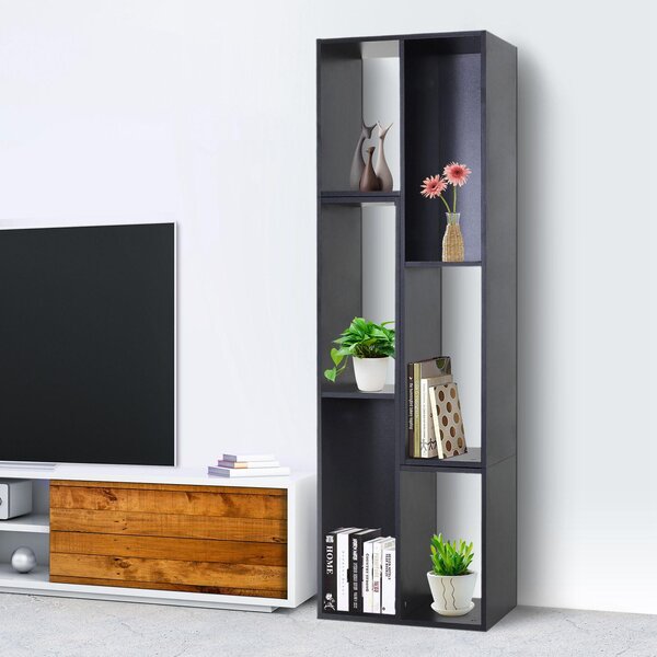 Libreria Salvaspazio per Soggiorno in Legno 120-165 x35x50 cm Nera