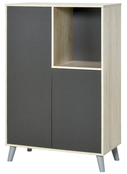 Mobile Libreria 2 Ante e Vano Aperto 80x40x120 cm Grigio Scuro