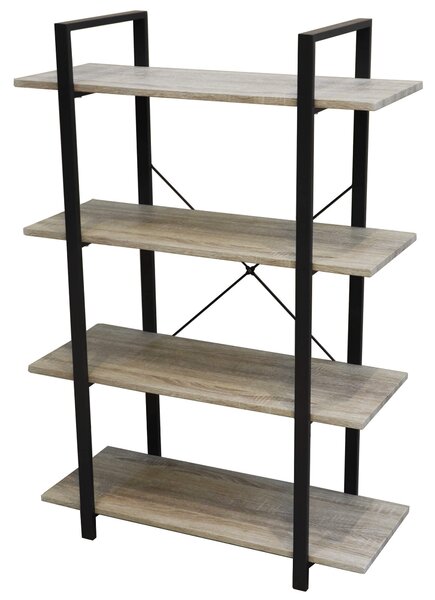 Libreria 4 Ripiani 80x33x116 cm in Metallo e Legno Motti Union Grigio
