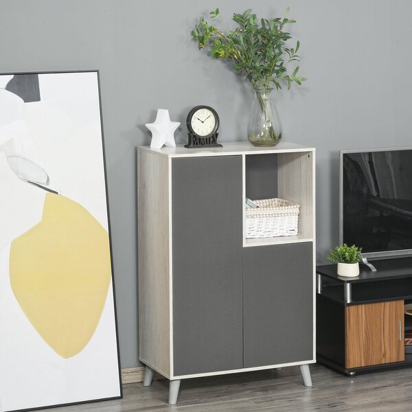 Mobile Libreria 2 Ante e Vano Aperto 80x40x120 cm Grigio Scuro
