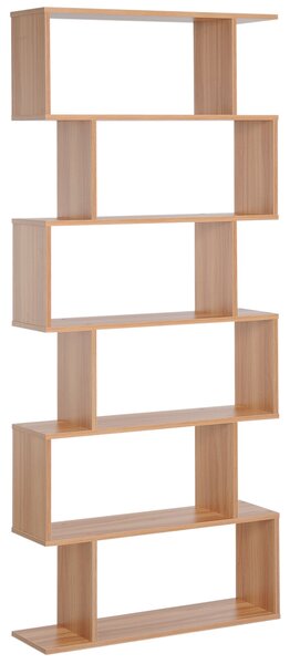Libreria Design Moderno in Legno con 6 Ripiani Legno Naturale 80x23x192 cm