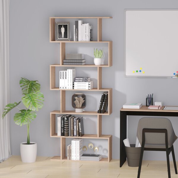 Libreria Design Moderno in Legno con 6 Ripiani Legno Naturale 80x23x192 cm