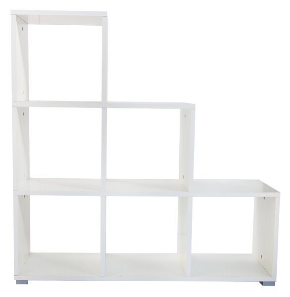 Libreria 6 Ripiani 104x33x109 cm a Forma di Piramide Bianca