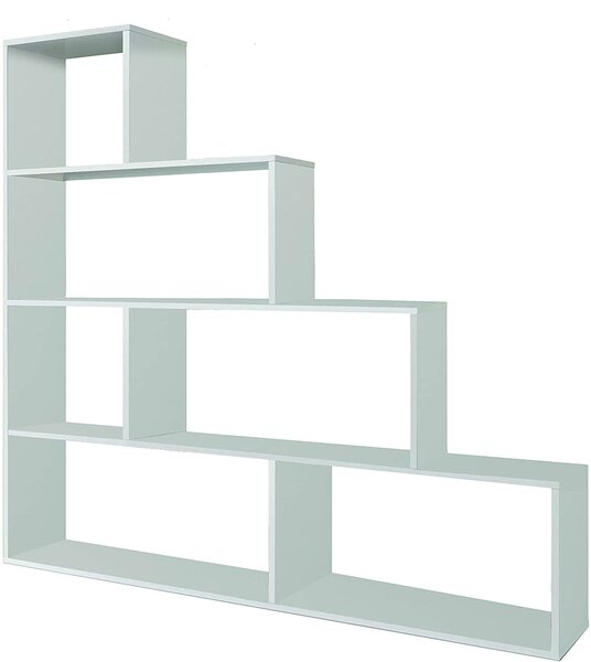 Libreria di Design 145x29x145 cm Scaffale in Legno Bianco Lucido
