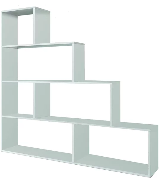 Libreria di Design 145x29x145 cm Scaffale in Legno Bianco Lucido