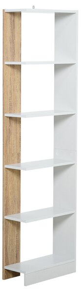 Libreria 5 Ripiani 45x21x170 cm Bianco e Rovere