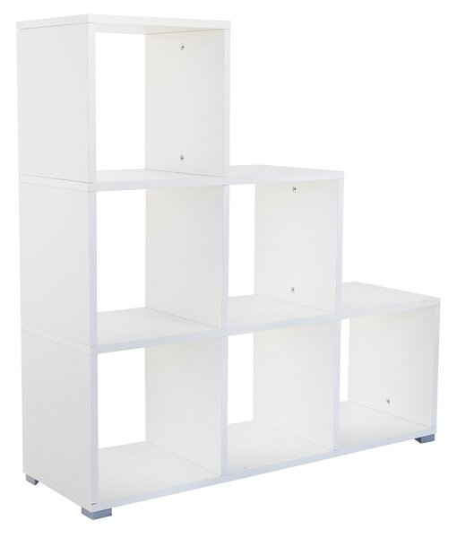Libreria 6 Ripiani 104x33x109 cm a Forma di Piramide Bianca
