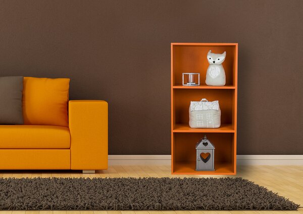 Libreria Modulare 3 Ripiani 40x29,5x80 cm in Pannello Truciolare Arancione