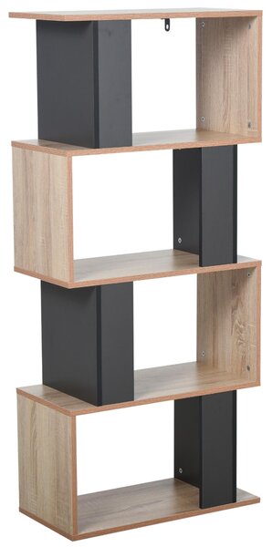 Libreria Moderna 4 Ripiani 60x30x136 cm in Truciolato Rovere e Grigio
