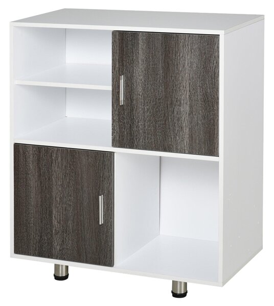 Libreria Mobiletto 5 Ripiani 2 Ante 80x40x96 cm in Truciolare Bianco