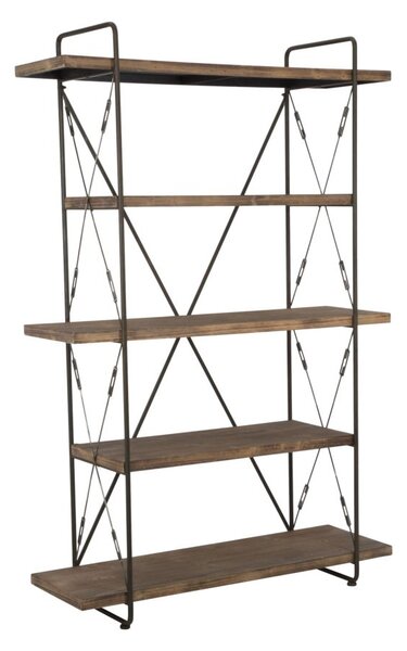 Libreria Raw 119,5x41x185,5 cm in Ferro e MDF Marrone e Nero