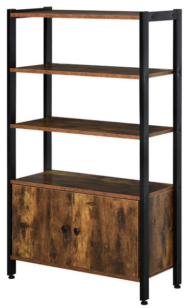 Libreria Moderna 3 Ripiani e Armadietto 70x30x120 cm in Metallo e Legno Truciolare Marrone