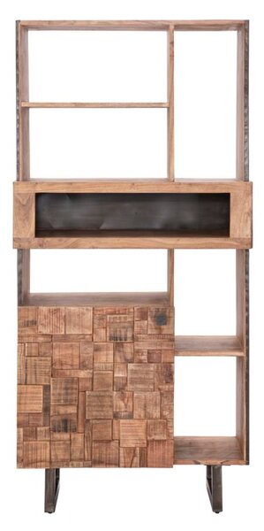 Libreria Mumbai 88x40x177 cm in Legno di Acacia e in Ferro Marrone e Nero