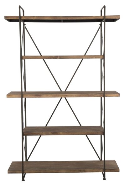 Libreria Raw 119,5x41x185,5 cm in Ferro e MDF Marrone e Nero
