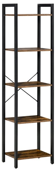 Libreria 5 Ripiani 40x30x154 cm in Legno e Acciaio Marrone Rustico
