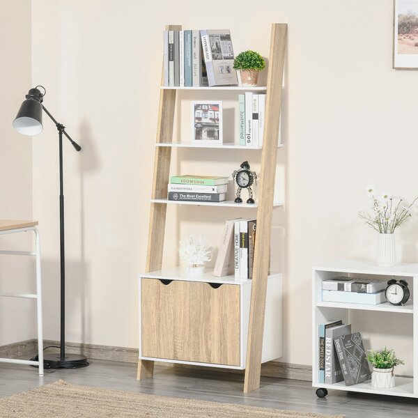 Libreria 4 Ripiani 2 Ante 60x40x171 cm in Legno Truciolare Rovere e Bianco