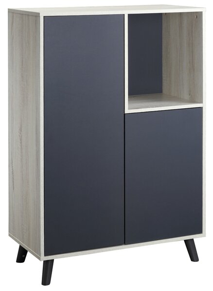 Libreria Moderna 80x40x120 cm 2 Ante 1 Ripiano Grigio Scuro