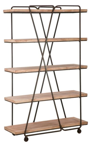 Libreria Trox 119,5x44x187 cm Legno di Abete e MDF e FERRO Marrone e Grigio